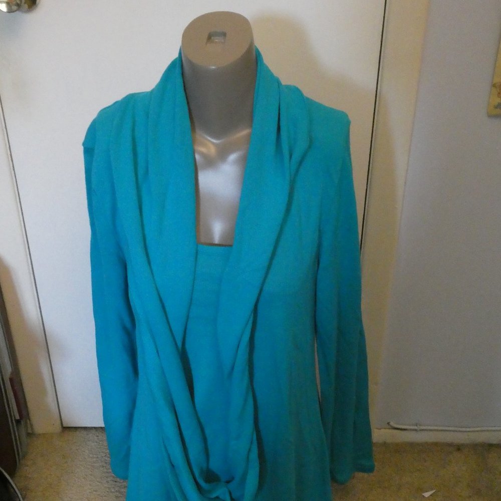 Style & Co. Fresh Blooms Teal Glow Blouse Size XL